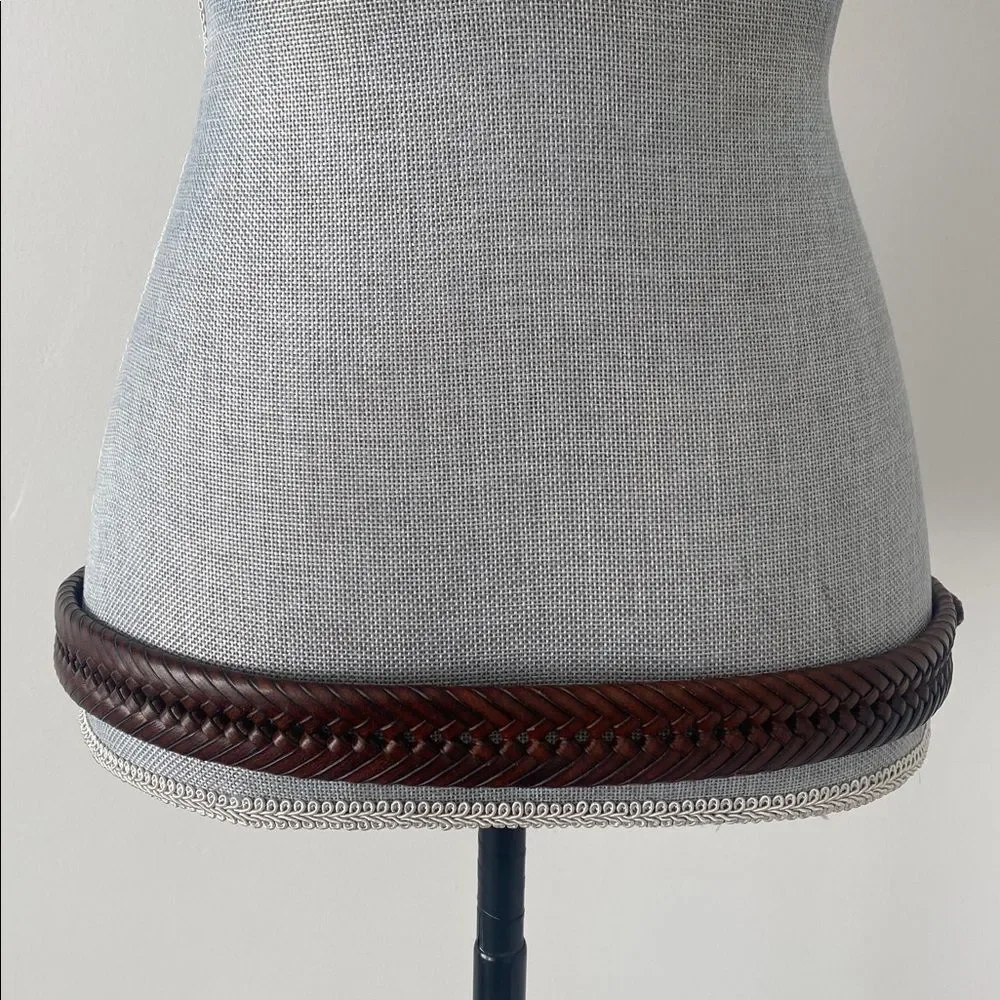 Braided Leather Waist Belt in Dark Brown Sz 40”
